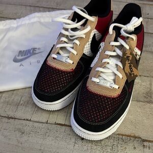 New Youth Nike Air Force 1 Red and Black Sneakers